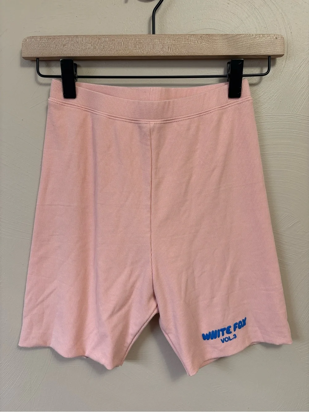 White Fox Offstage Ribbed Bike Shorts Apricot Ice Blue Size Small